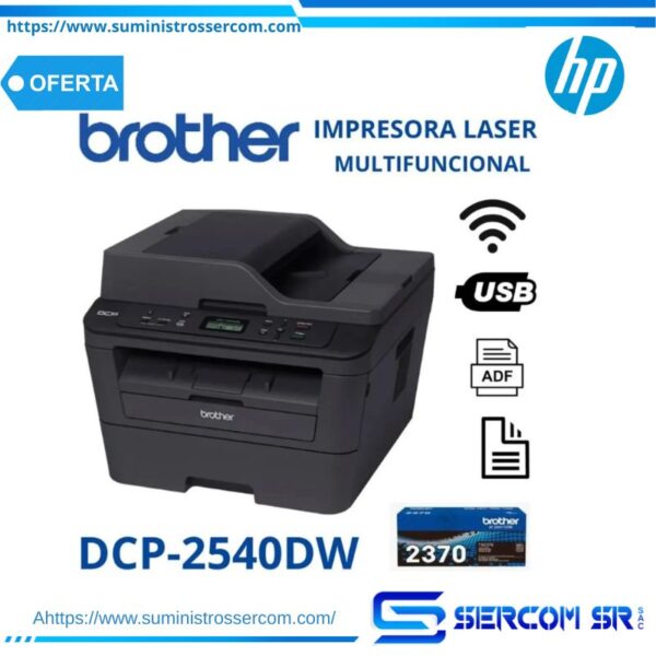 IMPRESORA MULTIFUNCIONAL LASER BROTHER B/N. DCP-L2540DW 30PPM