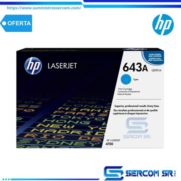 TONER HP 643A Q5951A CYAN LJ 4700 10000 páginas