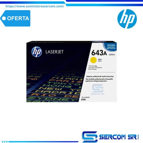 TONER HP Q5952A (643A) L.J. 4700 / YELLOW 10,000 Páginas.