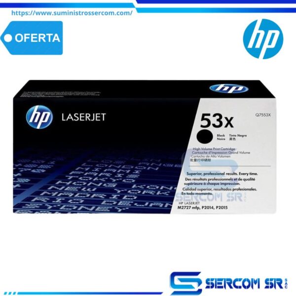 TONER HP 53X NEGRO Q7553X LJ P2015 M2727 -7000 Páginas.