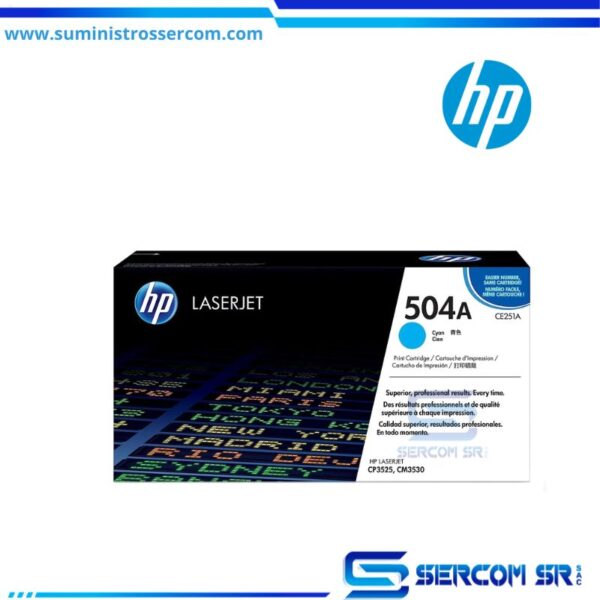 TONER HP CE251A 504A L.J. CP3525 CYAN 7.000 PAGINAS