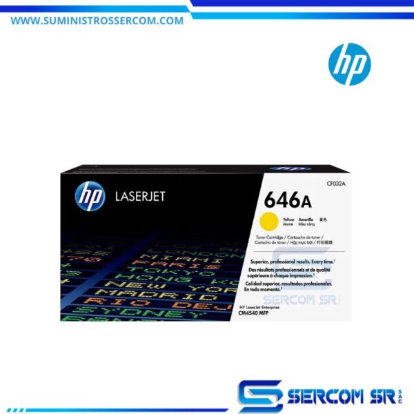 Toner Hp 646A Cf032A Yellow Laserjet Cm4540 Mfp, Cm4540F Mfp