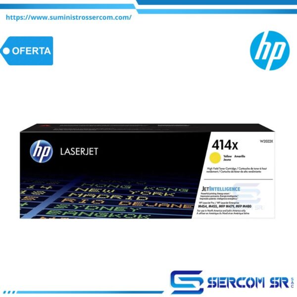 TONER HP W2022X 414X L.J. M454 YELLOW 6,000 PGS