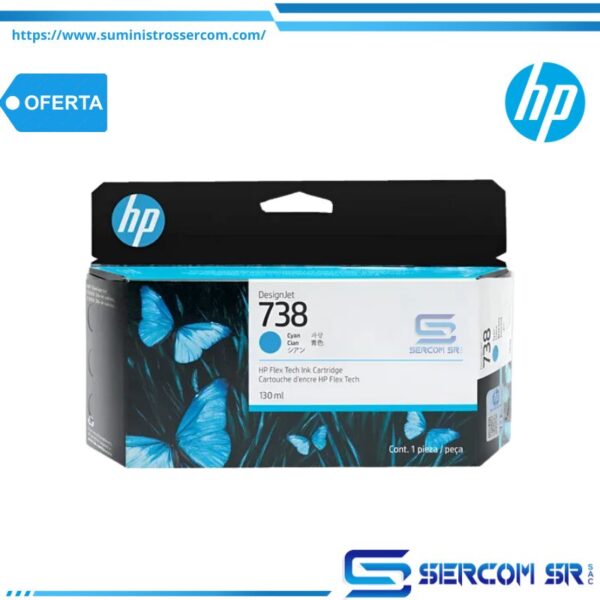 TINTA HP 676M6A 738 300ML CYAN