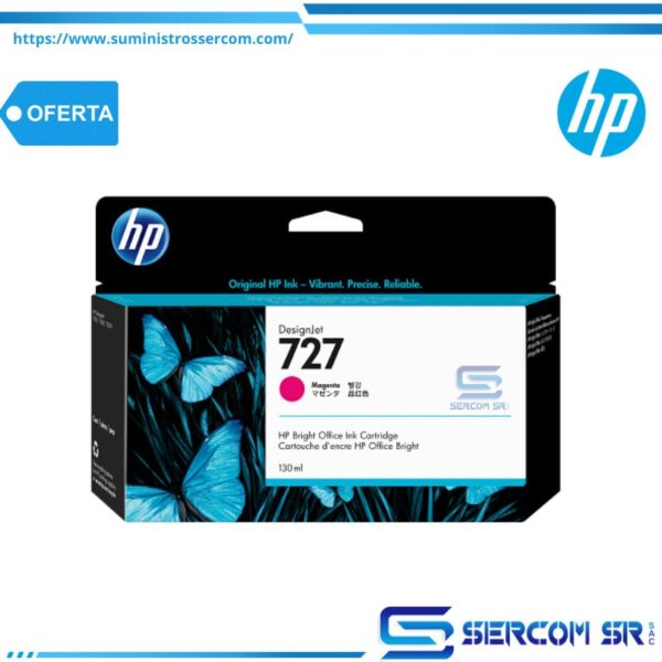 TINTA HP B3P20A 727A 130ML MAGENTA
