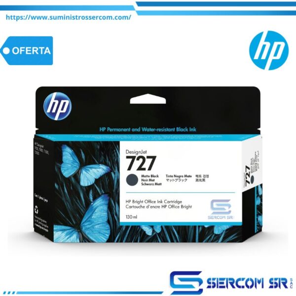 TINTA HP B3P22A 727A 130ML MATTE BLACK