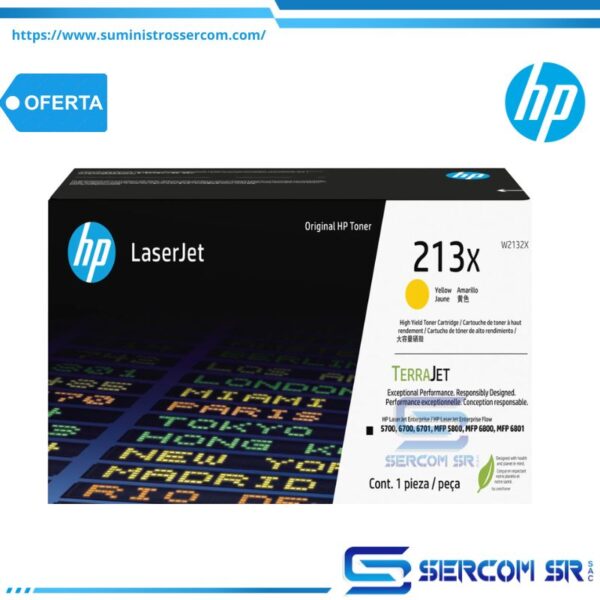 TONER HP W2132X 213X LJ 5800 ENT. YELLOW 6,000 PGS