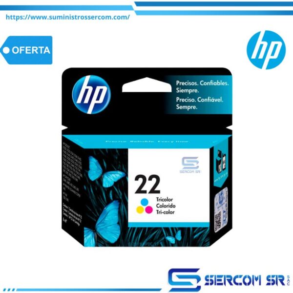 TINTA HP C9352AL 22 TRICOLOR 165 PAG.