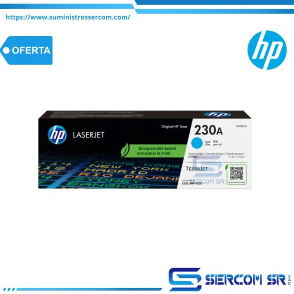 TONER HP W2301A 230A L.J. CYAN 1,800 PAGS