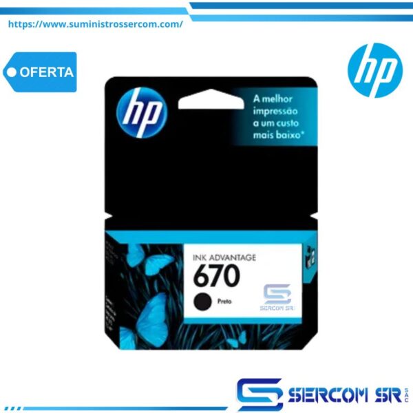 TINTA HP CZ113AL 670 NEGRO 250 PAG