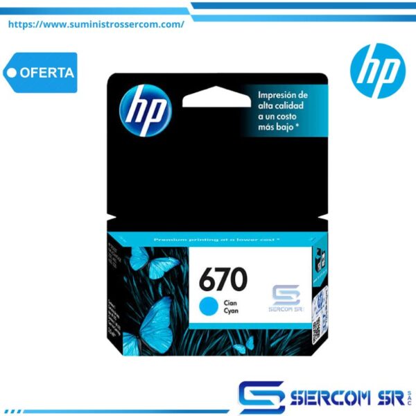 TINTA HP CZ114AL 670 CYAN 300 PAG