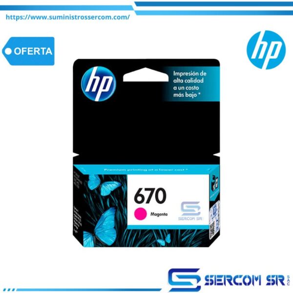 TINTA HP CZ115AL 670 MAGENTA 300 PAG