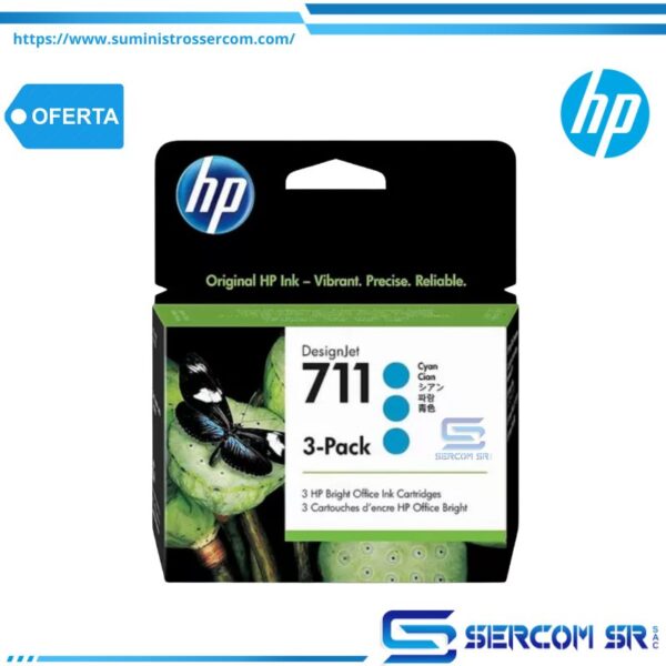 TINTA HP CZ134A 711 CYAN 3 PACK 29 ML