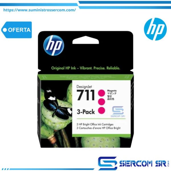 TINTA HP CZ135A 711 MAGENTA 3 PACK 29 ML