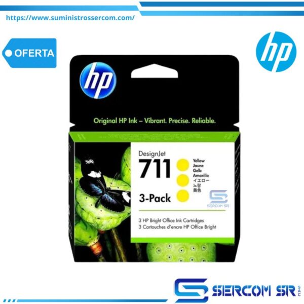 TINTA HP CZ136A 711 YELLOW 3 PACK 29 ML