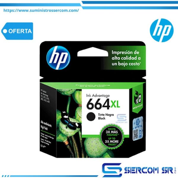 TINTA HP F6V31AL 664XL NEGRO 480 PGS