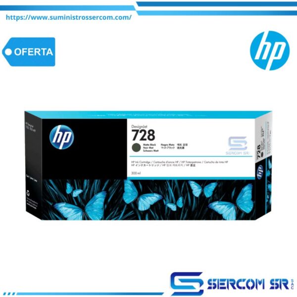 TINTA HP F9J68A 728 300ML MATTE BLACK