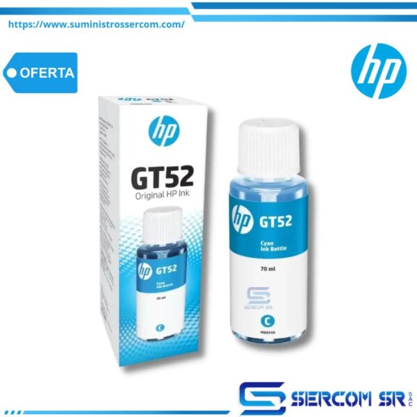 TINTA HP M0H54AL  GT52 CYAN 8000 PAG