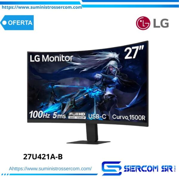 MONITOR LG 27U421A-B CURVO 27" 100HZ/5MS FHD VA/USB-C/HDMI