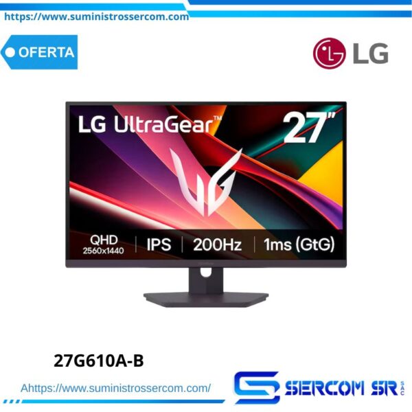 MONITOR LG GAMING 27G610A-B UltraGear G6 27"  QHD 200HZ/1MS HDMI/DP