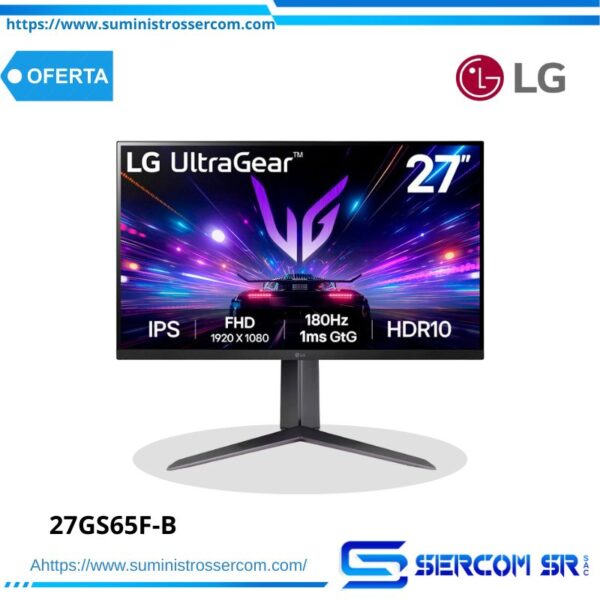 MONITOR LG GAMING ULTRAGEAR 27GS65F-B 27 IPS FHD 180HZ/1MS/HDMI/DP/HP-OUT