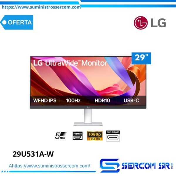MONITOR LG ULTRAWIDE 29U531A-W 29 WFHD IPS 100HZ HDMI/DP/ HDR10 USB-C