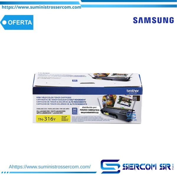 TONER BROTHER TN316Y HL-L8350/MFC-L8850 3500 PAG YELLOW