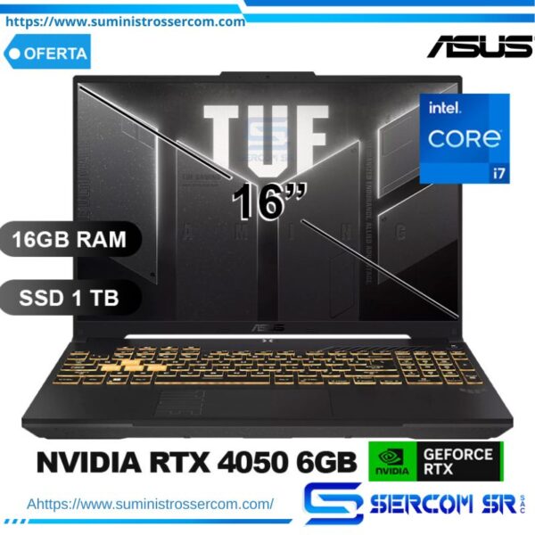 LAPTOPS ASUS TUF GAMING FX607VU-RL095 I7-13620H/ 16GB/ SSD1TB/ RTX4050-6GB/ 16/ FREE