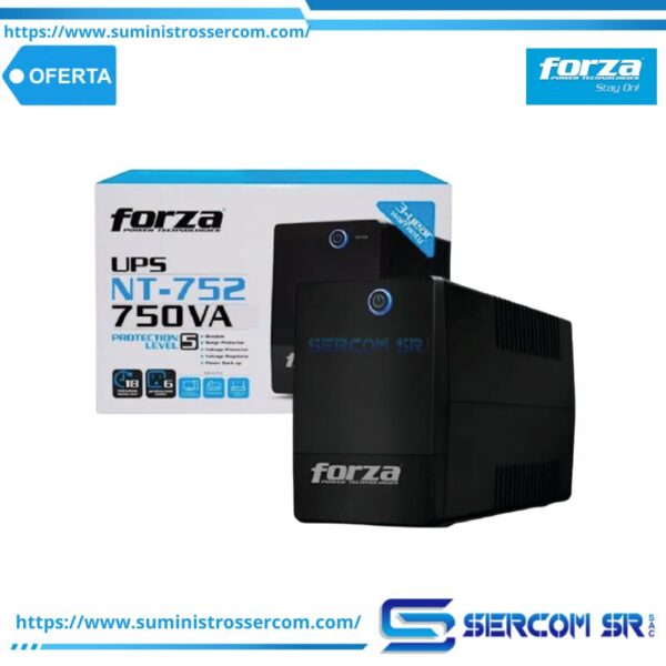 UPS FORZA 750VA NT-752U 375W 25 MIN 220V 6 TOMAS