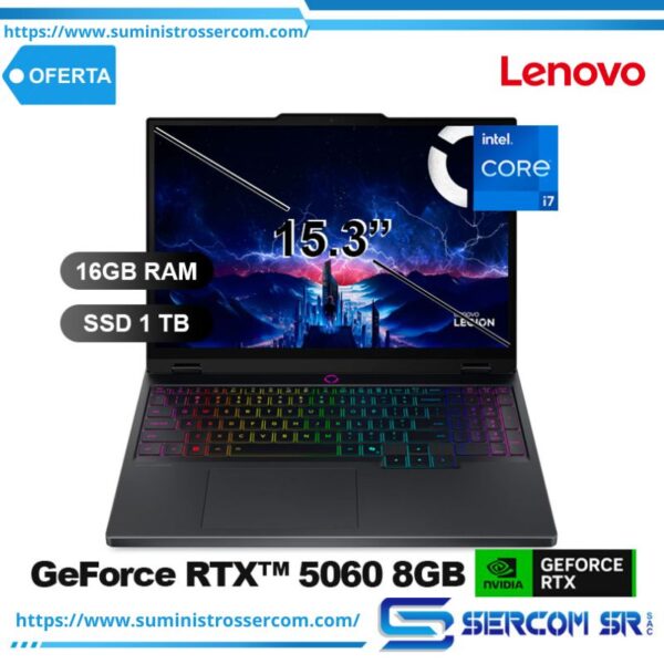 LAPTOP LENOVO LEGION 5 15IRX10 AI I7-13650HX/ 16GB/ 1TB/ RTX5060 8GB/ 15.3/ 83LY00SRLM