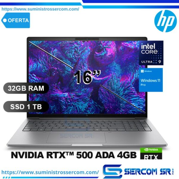 LAPTOP HP ZBOOK 8 G1I U9-285H/ 32GB/ SSD1TB/ RTX500-4GB/ W11P/ 16/ BN4D4LT