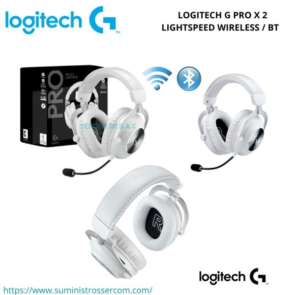 AUDIFONO C/MICROF. LOGITECH G PRO X 2 LIGHTSPEED WIRELESS / BT / 3.5 MM WHITE