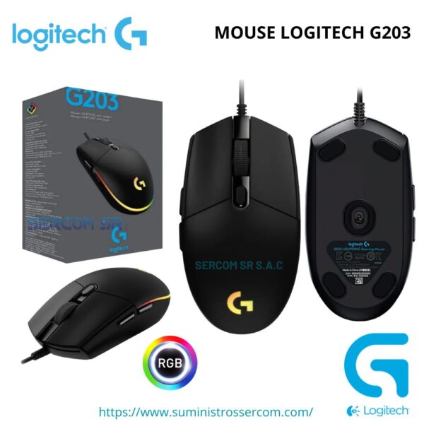 MOUSE LOGITECH G203 LIGHTSYNC OPTICAL 8000 DPI RGB BLACK